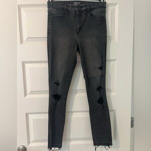Abercrombie & Fitch Black Distressed High Rise Ankle Jeans